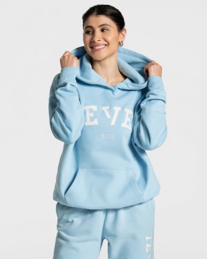 Teveo College Oversized Hoodie Blue | EXVH9446