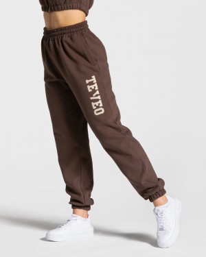 Teveo College Oversized Jogger Dark Brown | QJHE2266