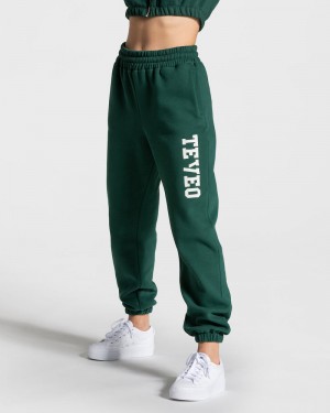 Teveo College Oversized Jogger Dark Green | UIZO5937