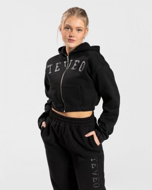 Teveo College Zip Hoodie Black | SDIL5479