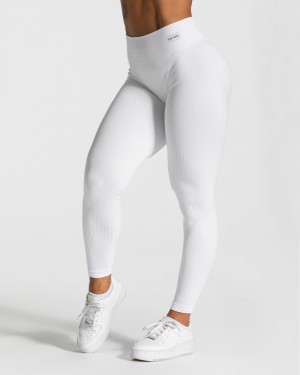 Teveo Elegant Scrunch Leggings White | HPOH0229