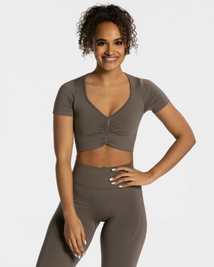 Teveo Focus Crop Top Grey Brown | ZNYH8293