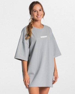 Teveo Iconic Oversized T-shirt Grey Blue | SSYQ5253