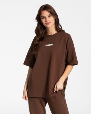 Teveo Iconic Oversized T-shirt Brown | KJNL9858