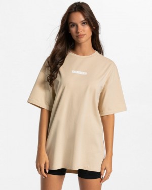 Teveo Iconic Oversized T-shirt Beige | WTCR9037