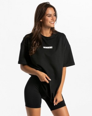 Teveo Iconic Oversized T-shirt Black | NEPU9295