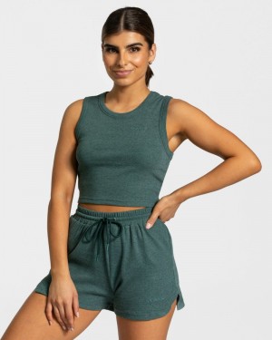 Teveo Lounge Crop Top Dark Green | LNOX3456