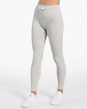 Teveo Ribbed Leggings Light Grey | BPKD5942