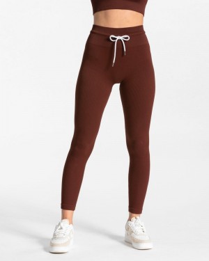 Teveo Ribbed Leggings Mahogany | GJCA6224