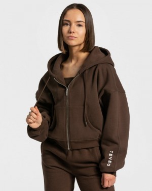 Teveo Sassy Zip Hoodie Brown | VQFD3931