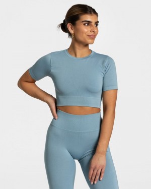 Teveo Sensation Crop Top Grey Blue | PXVI6628