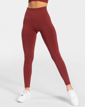 Teveo Timeless Scrunch Leggings Burgundy Red | ZGOU9312