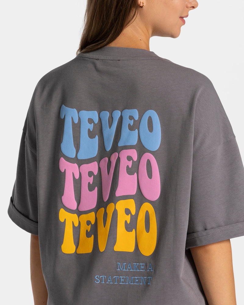 Teveo Candy Oversized T-shirt Deep Grey | GNVB9214