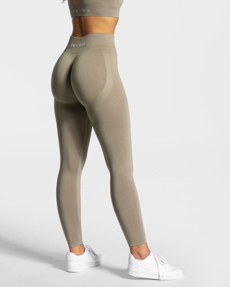 Teveo Charming Scrunch Leggings Khaki | YJFV5253