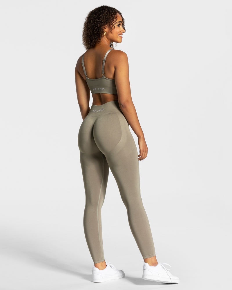 Teveo Charming Scrunch Leggings Khaki | YJFV5253