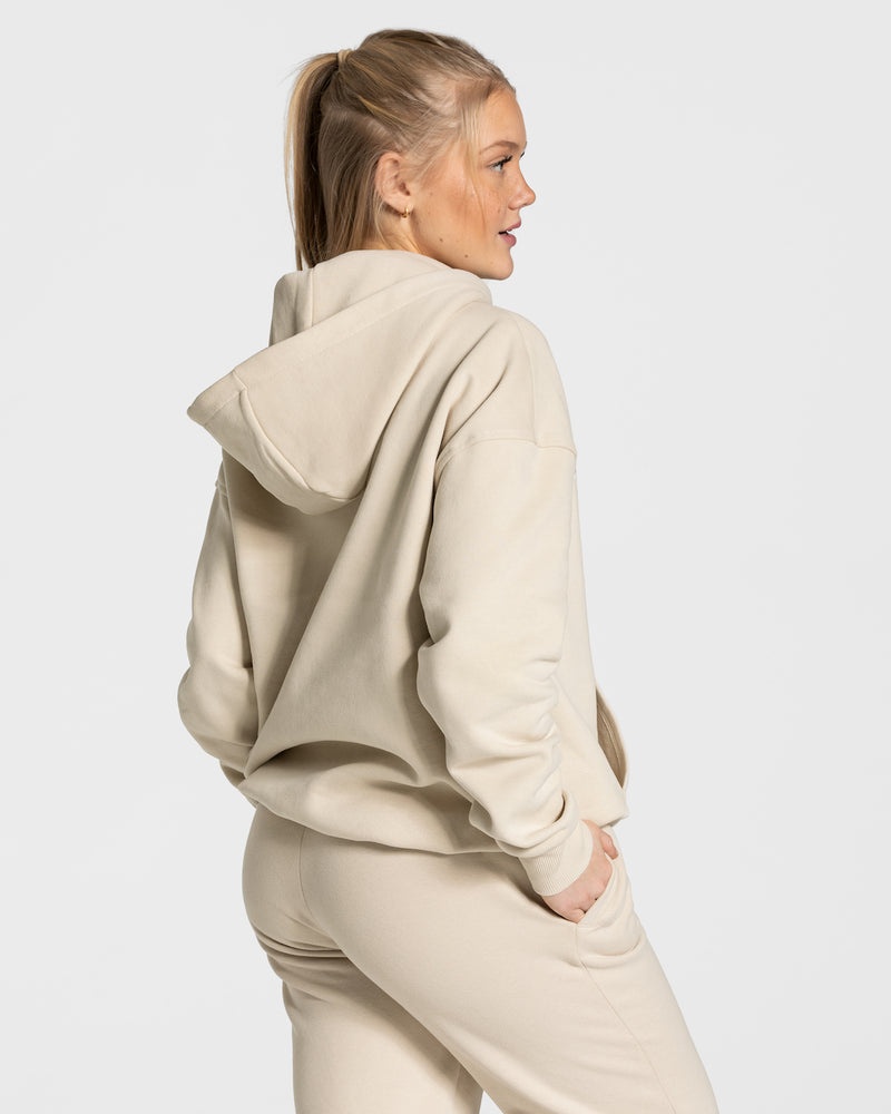 Teveo College Oversized Hoodie Beige | BVPG7014