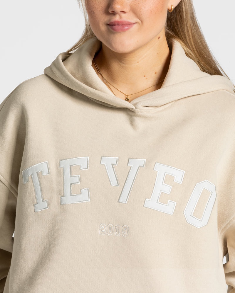 Teveo College Oversized Hoodie Beige | BVPG7014