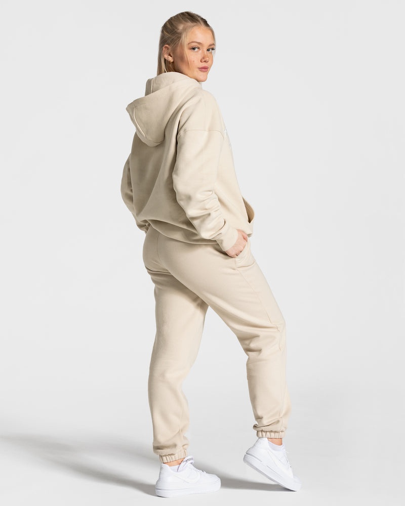 Teveo College Oversized Hoodie Beige | BVPG7014