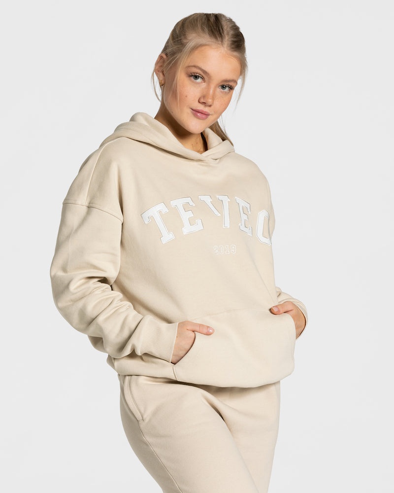 Teveo College Oversized Hoodie Beige | BVPG7014