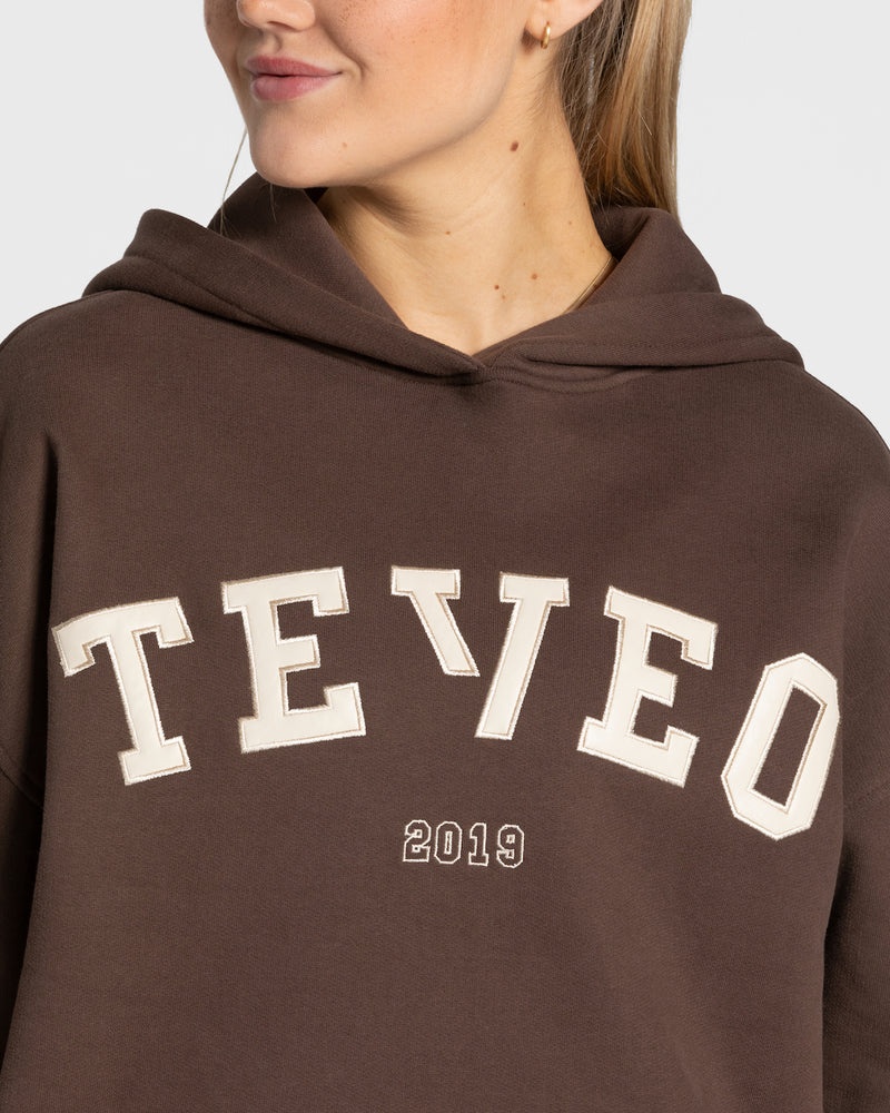 Teveo College Oversized Hoodie Dark Brown | YWMV0218