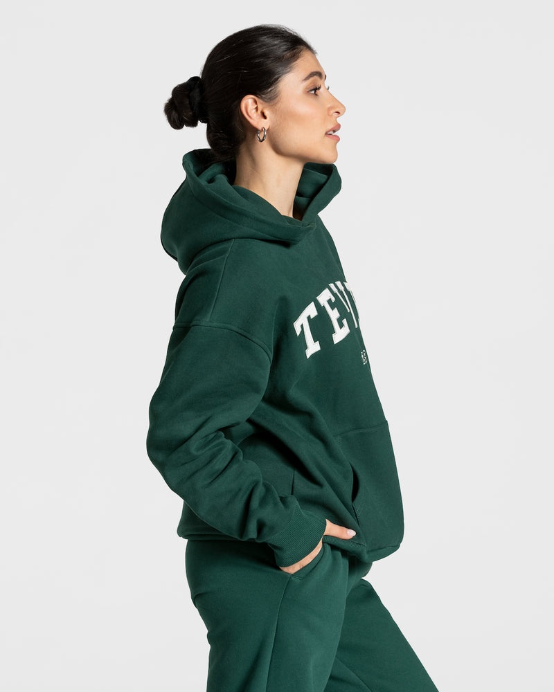 Teveo College Oversized Hoodie Dark Green | CUWW2094