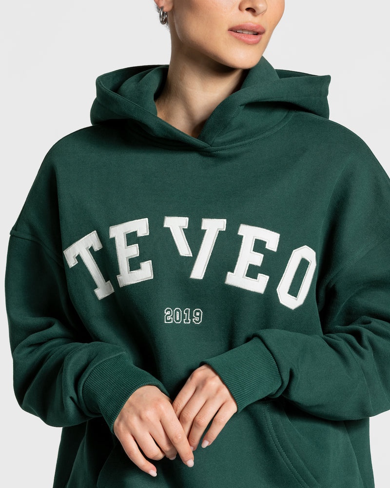 Teveo College Oversized Hoodie Dark Green | CUWW2094