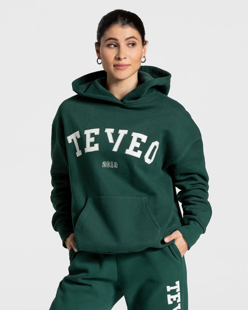 Teveo College Oversized Hoodie Dark Green | CUWW2094