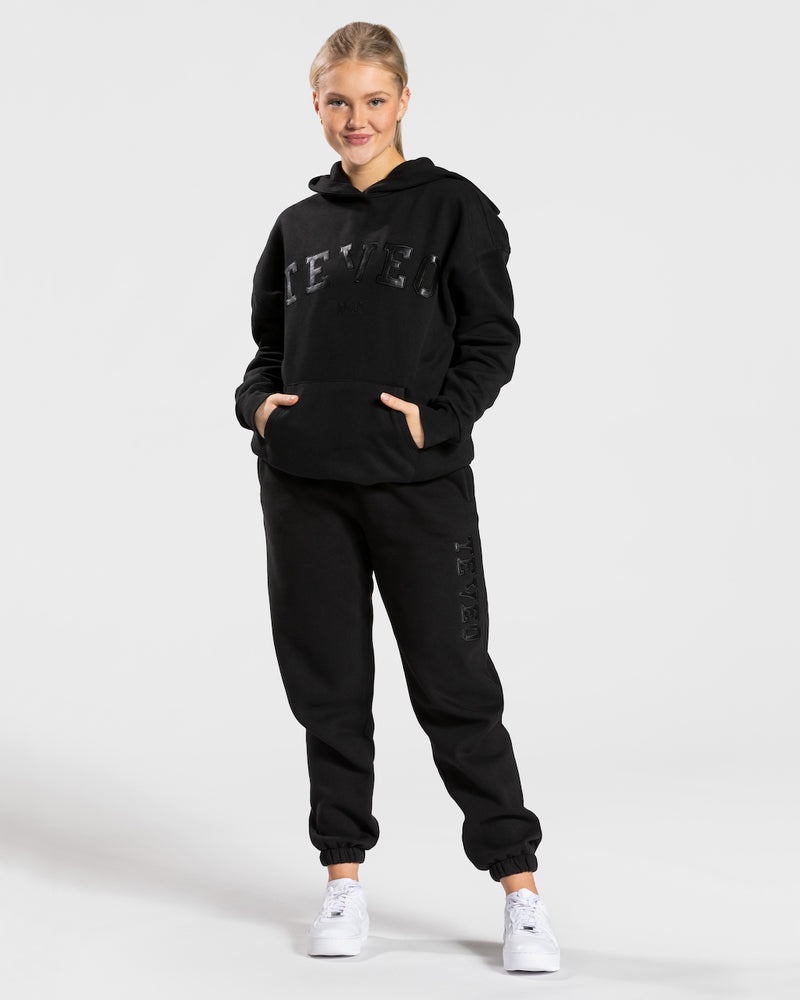 Teveo College Oversized Hoodie Black | ZUTD9680