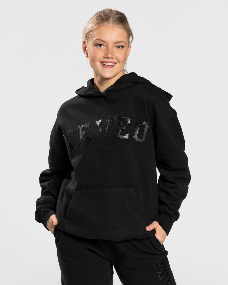 Teveo College Oversized Hoodie Black | ZUTD9680