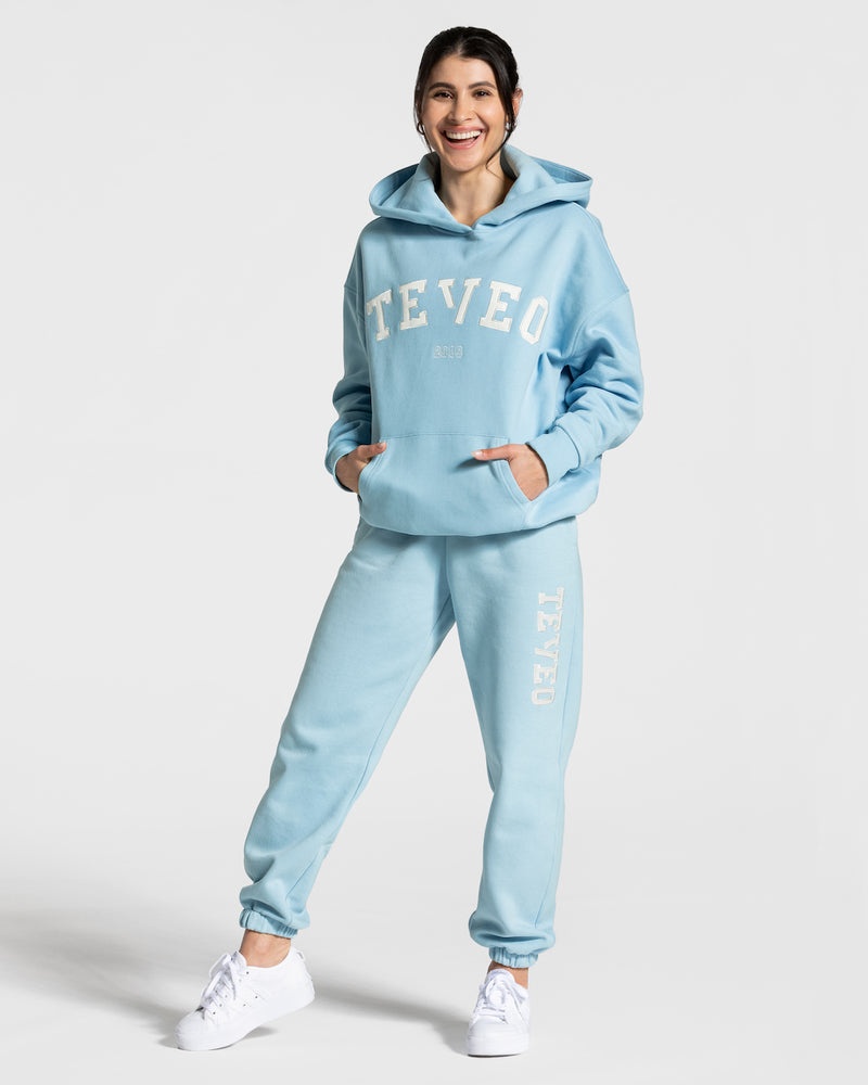 Teveo College Oversized Hoodie Blue | EXVH9446