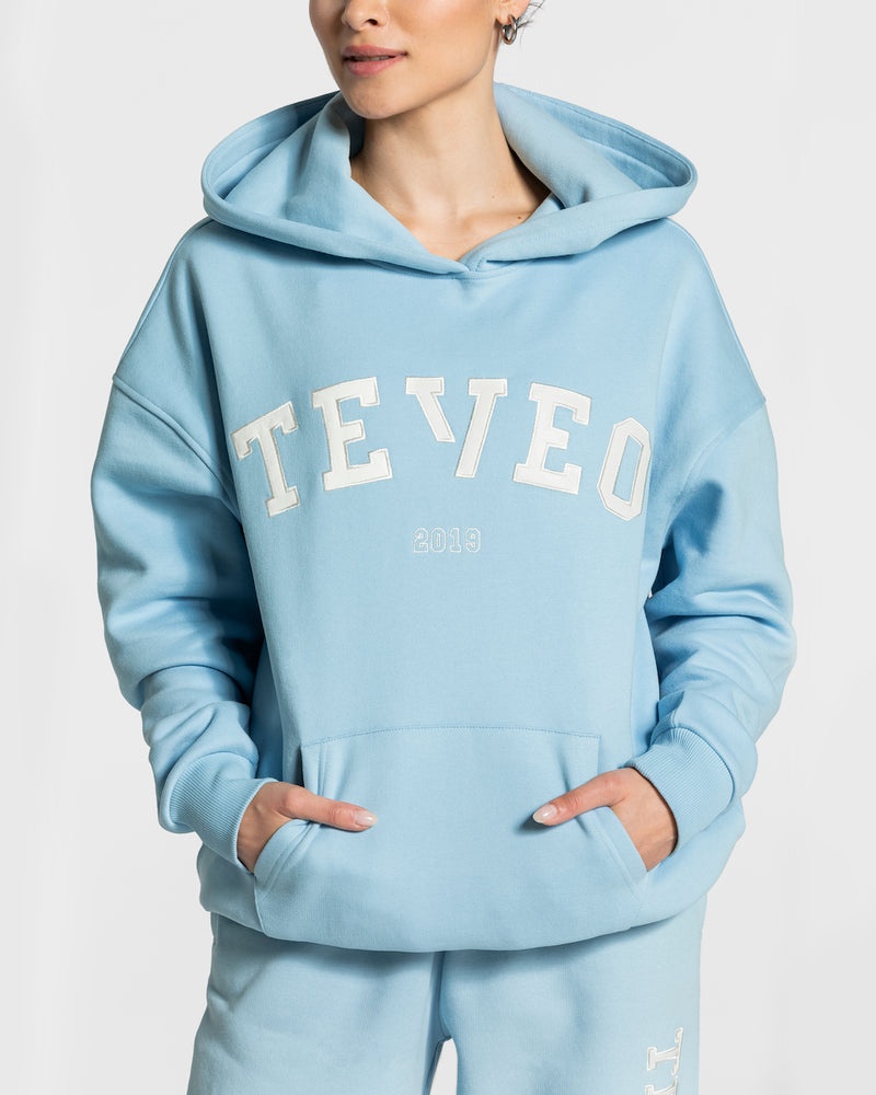 Teveo College Oversized Hoodie Blue | EXVH9446