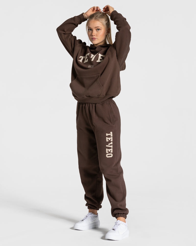 Teveo College Oversized Jogger Dark Brown | QJHE2266