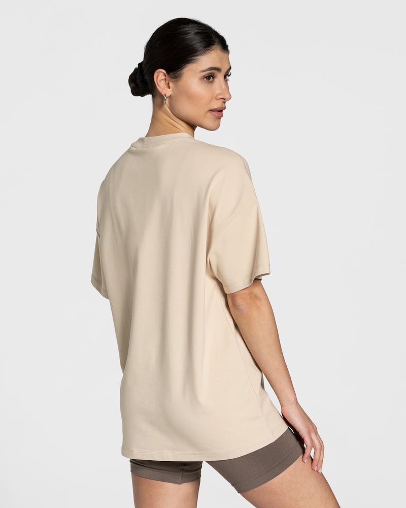 Teveo College Oversized T-shirt Beige | IZVX0117