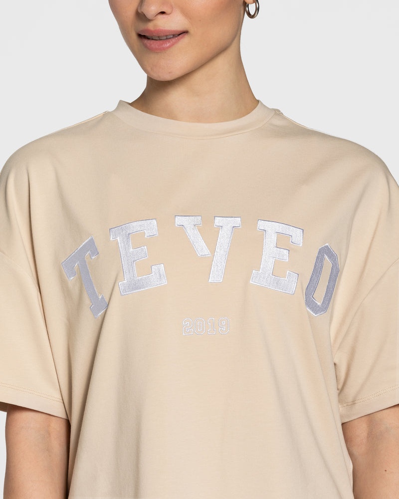 Teveo College Oversized T-shirt Beige | IZVX0117