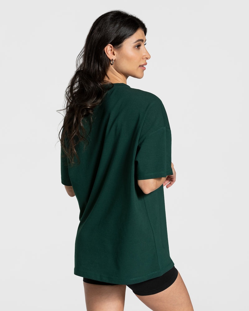 Teveo College Oversized T-shirt Dark Green | WBFO0389