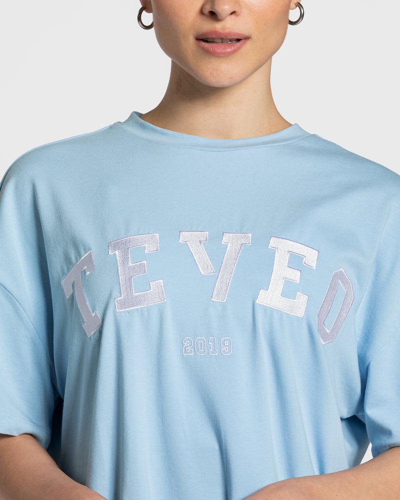 Teveo College Oversized T-shirt Blue | FRAY2139