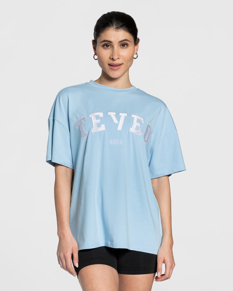 Teveo College Oversized T-shirt Blue | FRAY2139