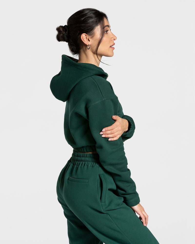 Teveo College Zip Hoodie Dark Green | YPJE6490