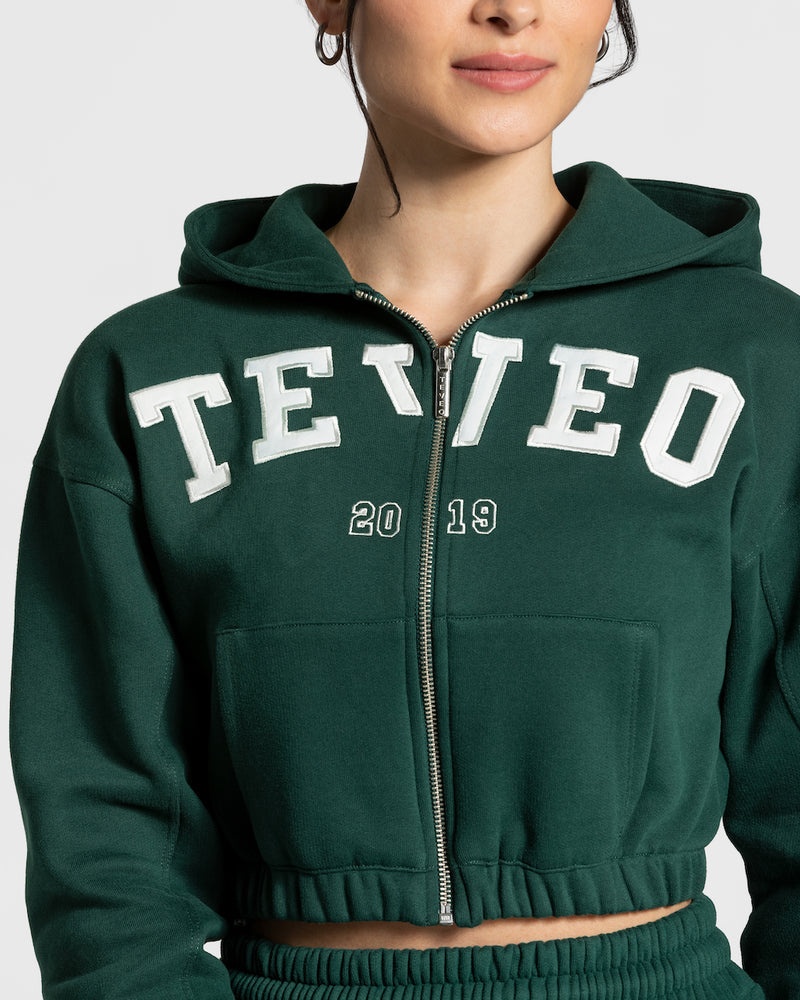 Teveo College Zip Hoodie Dark Green | YPJE6490