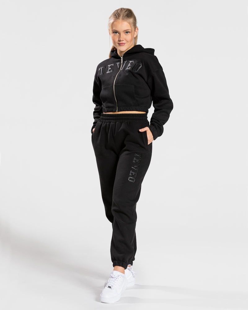 Teveo College Zip Hoodie Black | SDIL5479