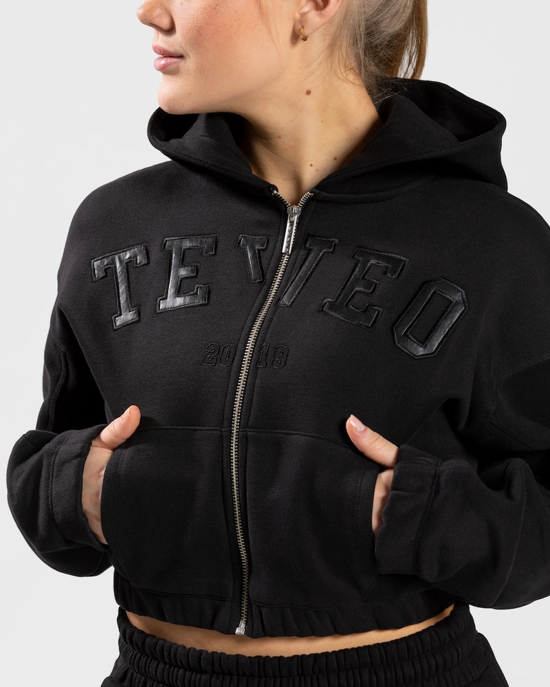 Teveo College Zip Hoodie Black | SDIL5479