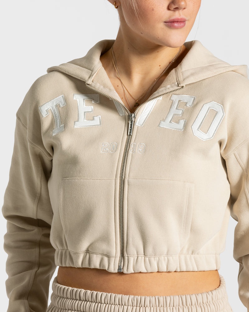 Teveo College Zip Hoodie Beige | BMJD6889