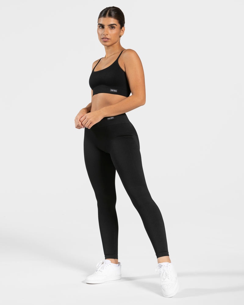 Teveo Elegant Scrunch Leggings Black | BBPL9325