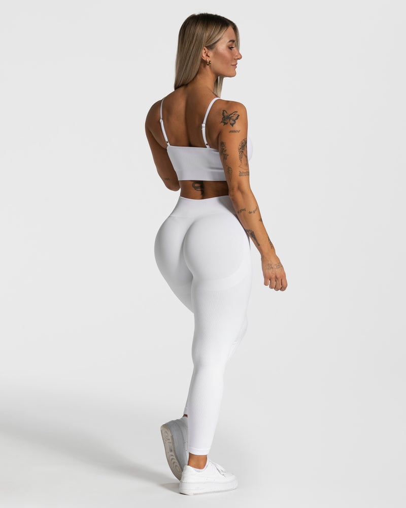 Teveo Elegant Scrunch Leggings White | HPOH0229