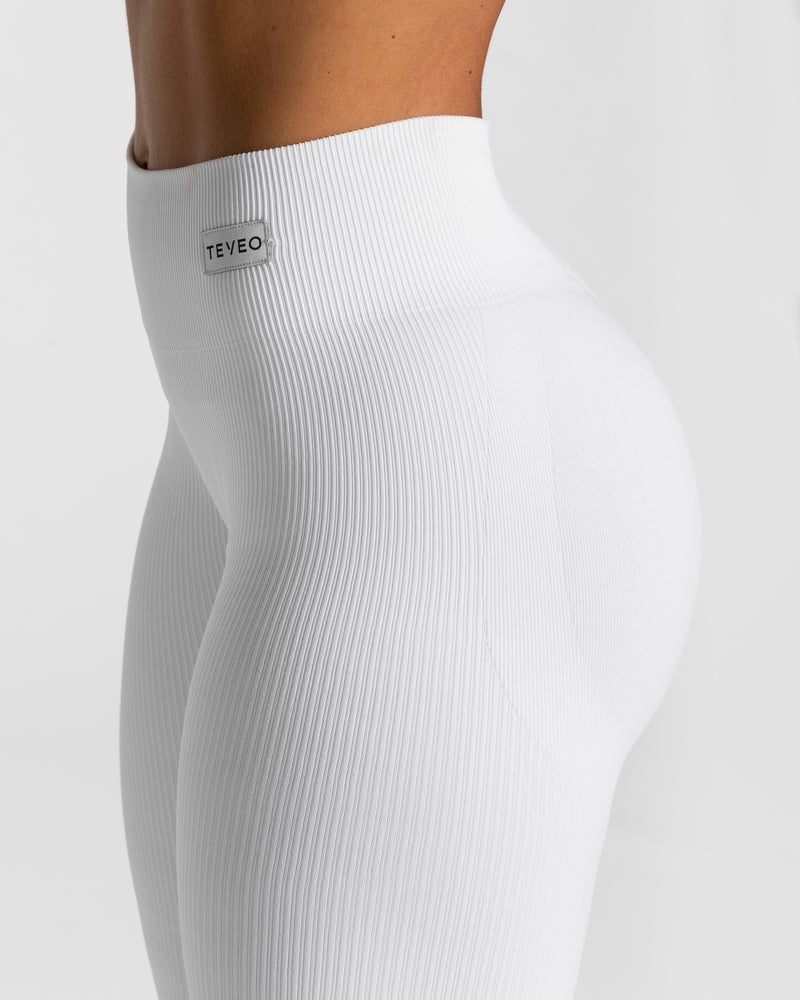 Teveo Elegant Scrunch Leggings White | HPOH0229