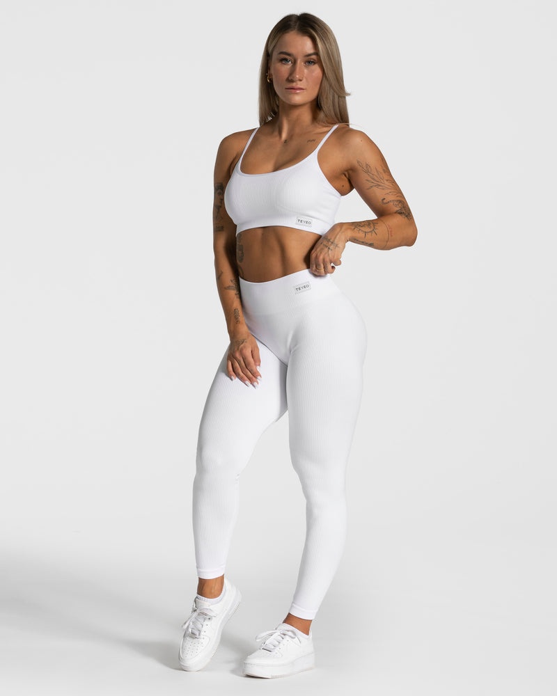 Teveo Elegant Scrunch Leggings White | HPOH0229