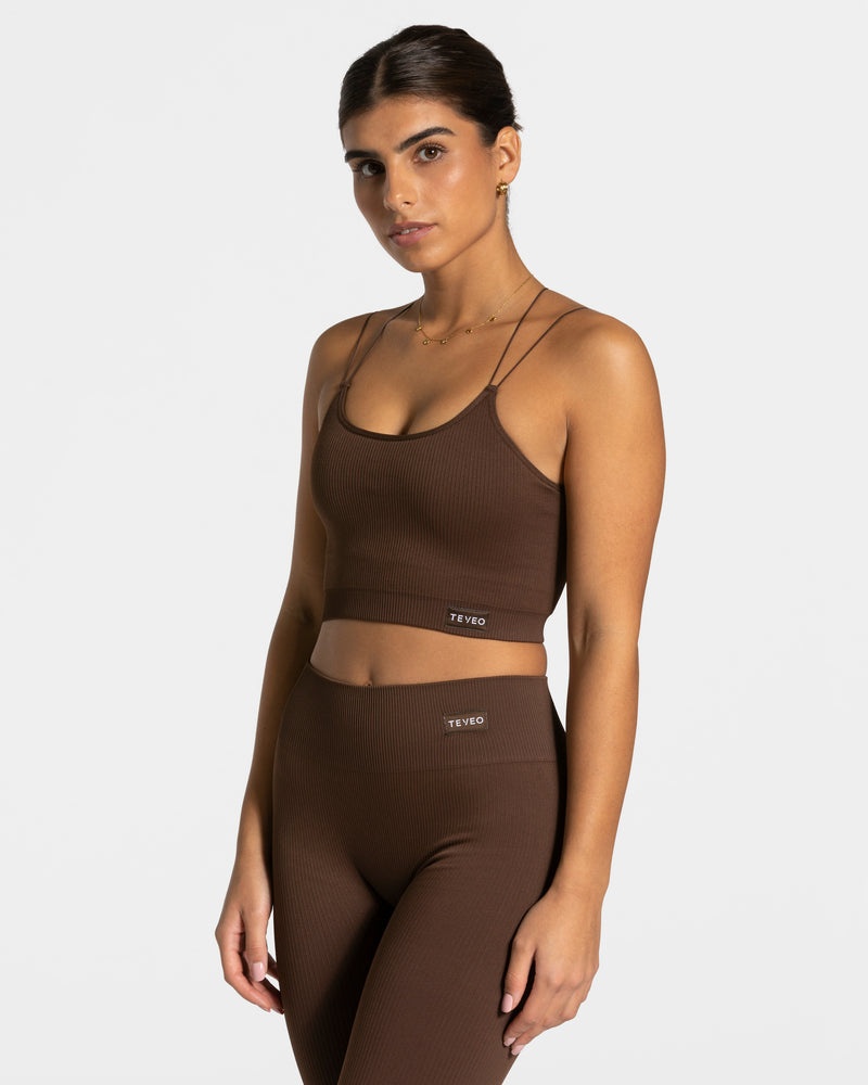 Teveo Elegant Strap Top Dark Brown | DZMW9508