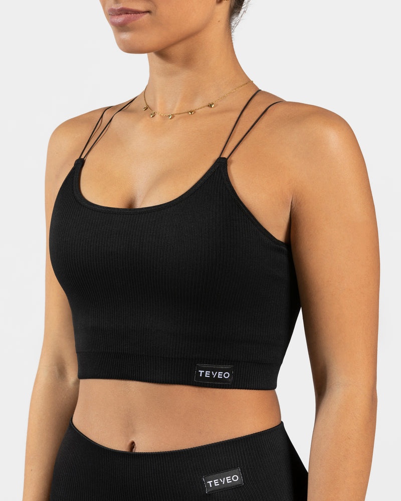 Teveo Elegant Strap Top Black | ZNVU9411