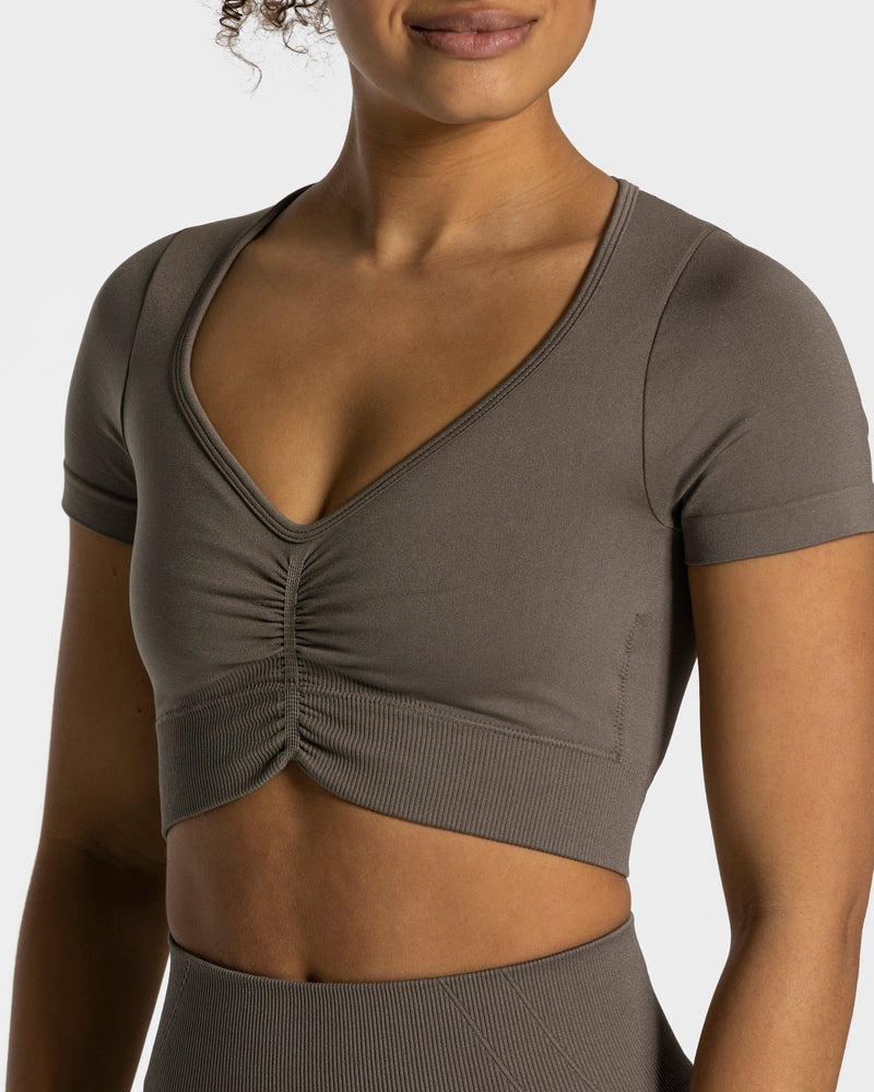 Teveo Focus Crop Top Grey Brown | ZNYH8293