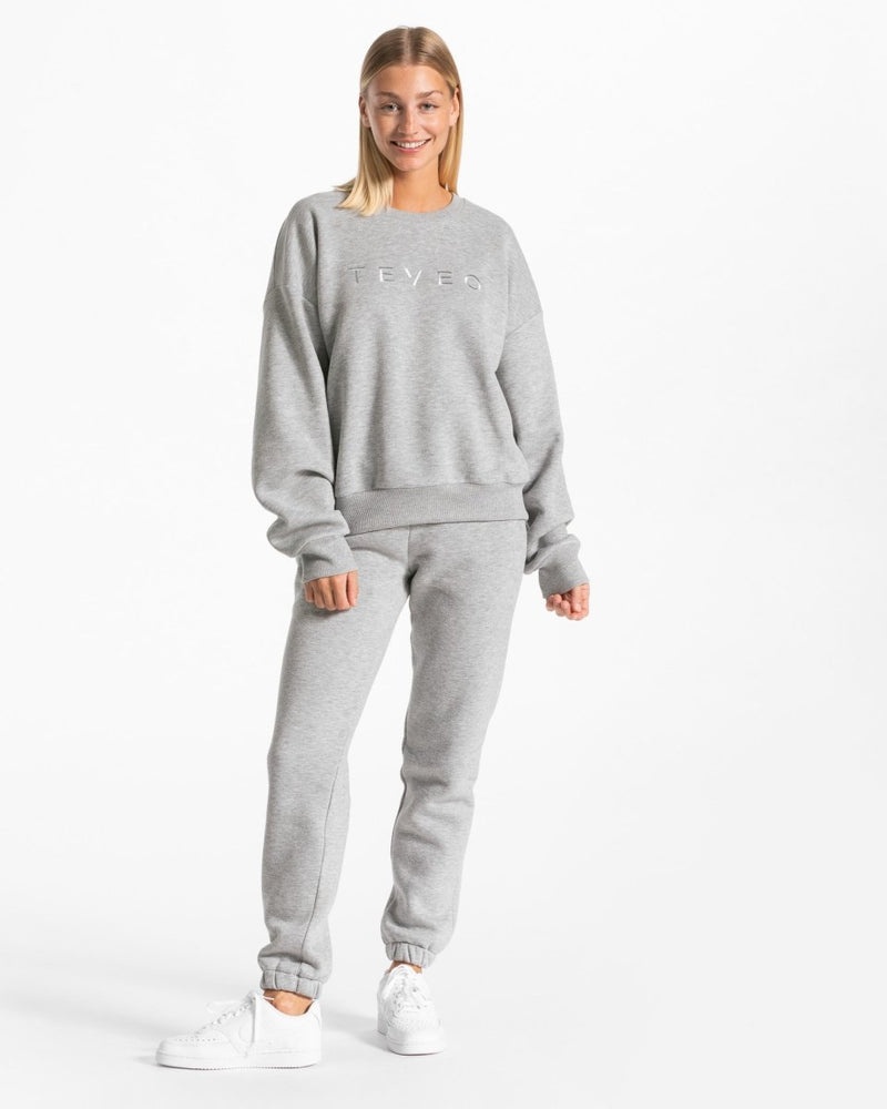 Teveo Iconic Oversized Sweater Grey | KHZT5026